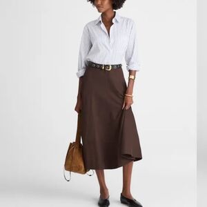 NWT Madewell Rei Paneled Midi Skirt in Cotton Blend Twill 00